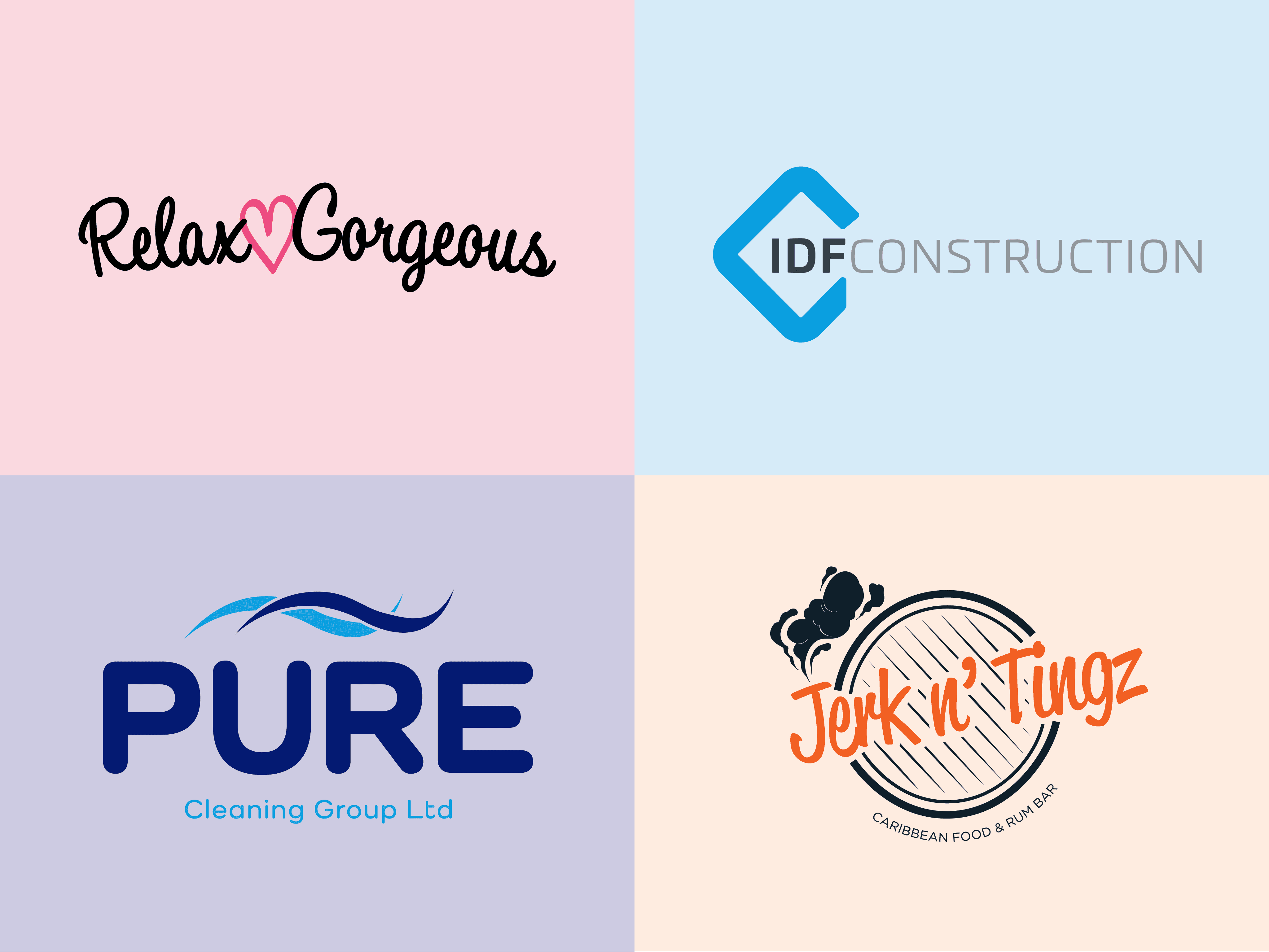 4 designed logos in a grid