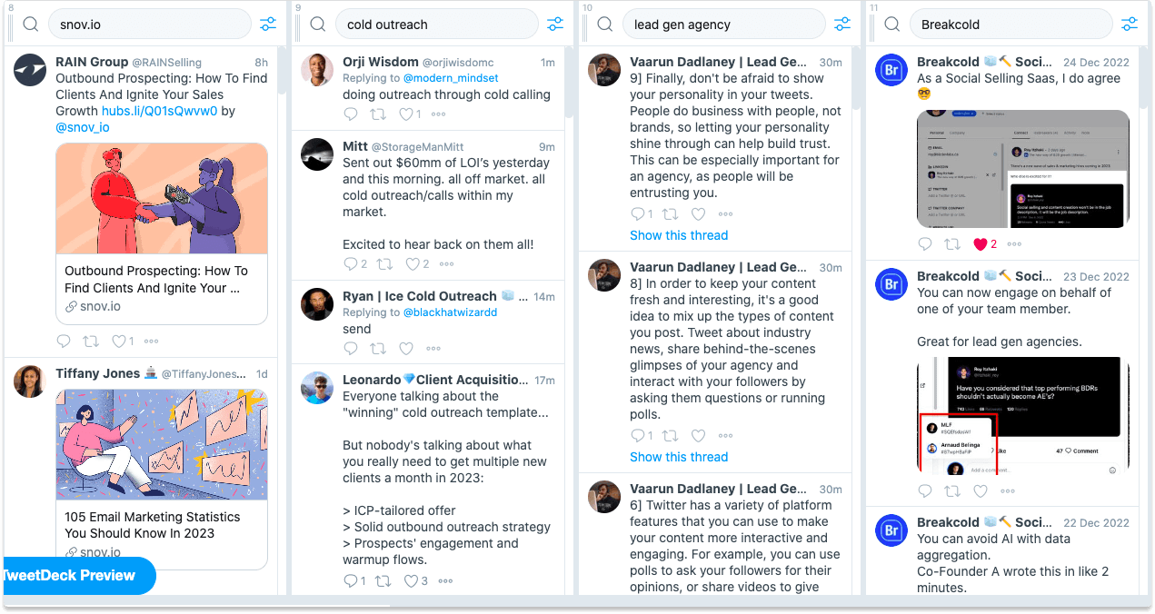 Sales Lead Tracking With TweetDeck | Breakcold