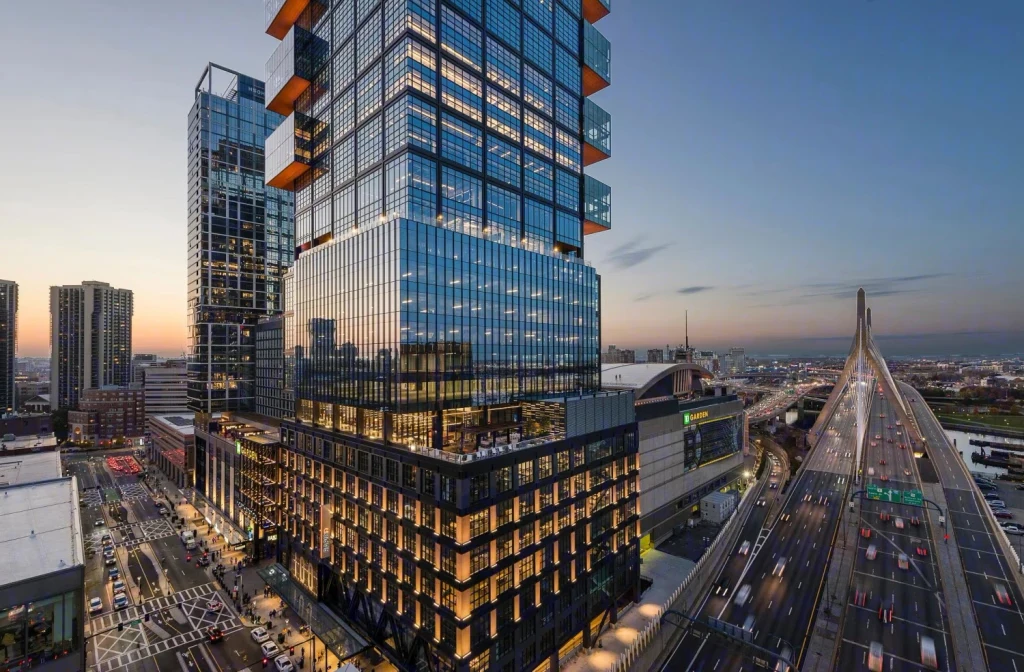 Boston headquarters and the surrounding city skyline