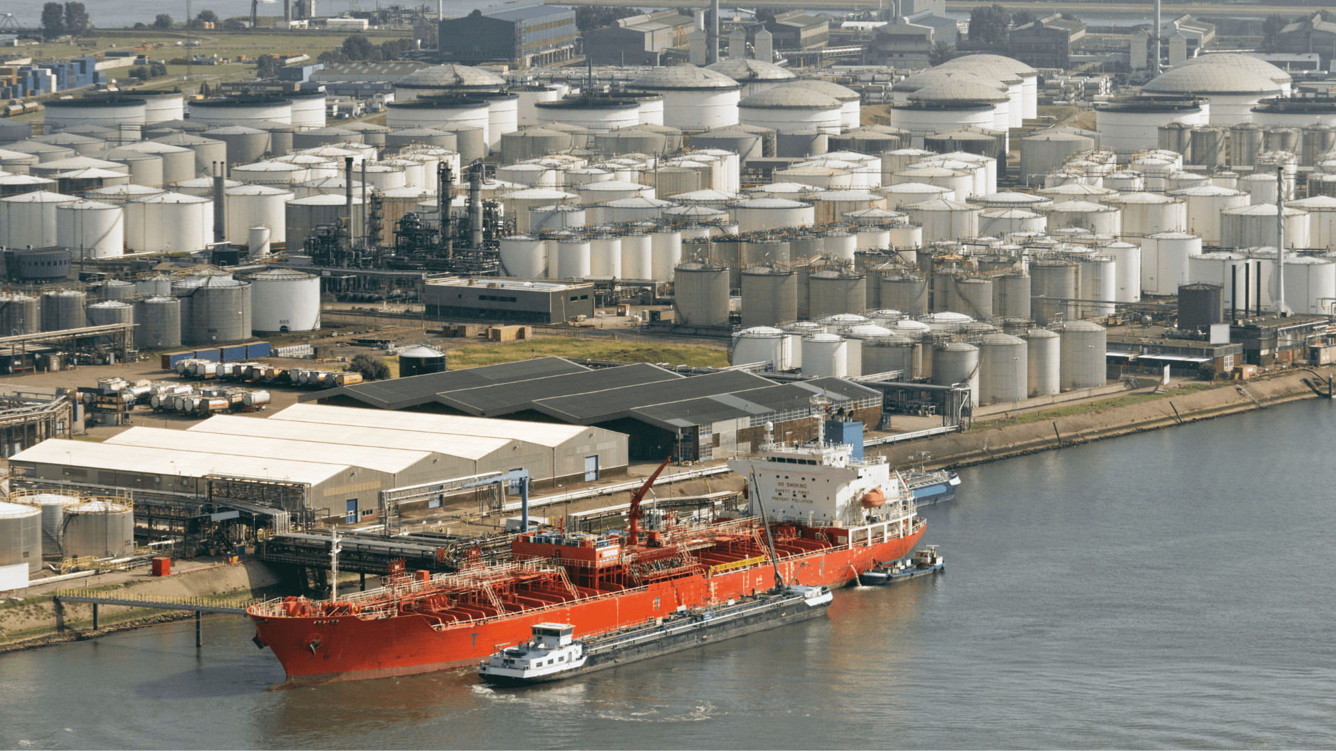 Ports shipping - red vessel