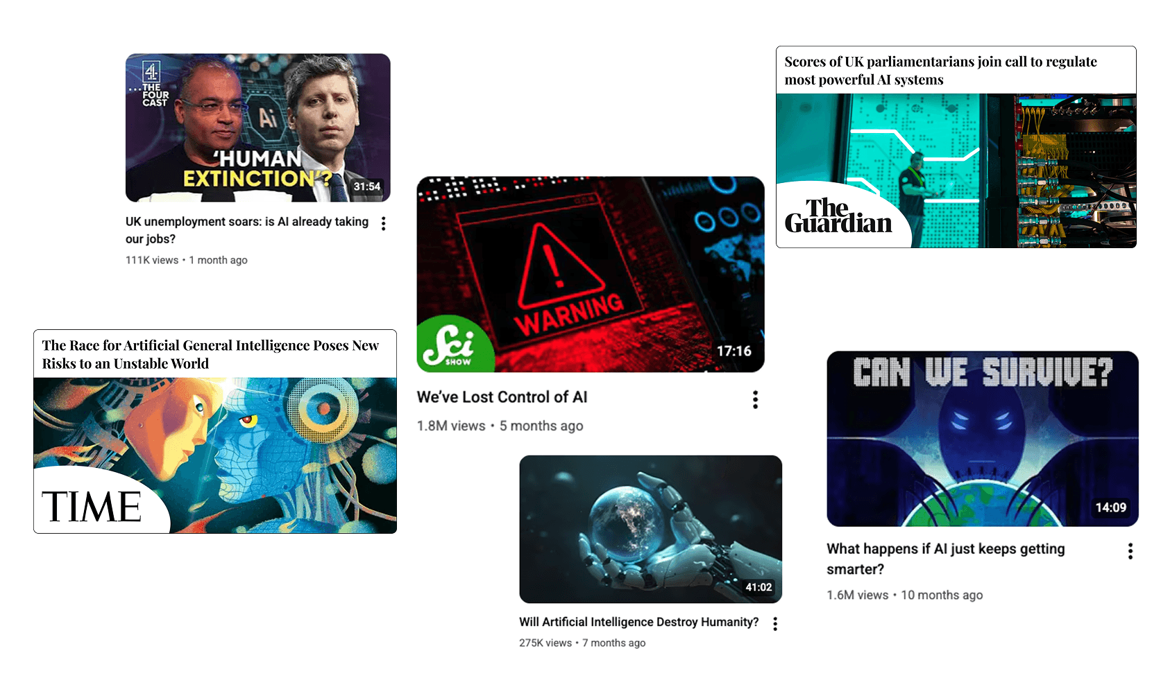 collection of thumbnails from controlAI's media appearnces