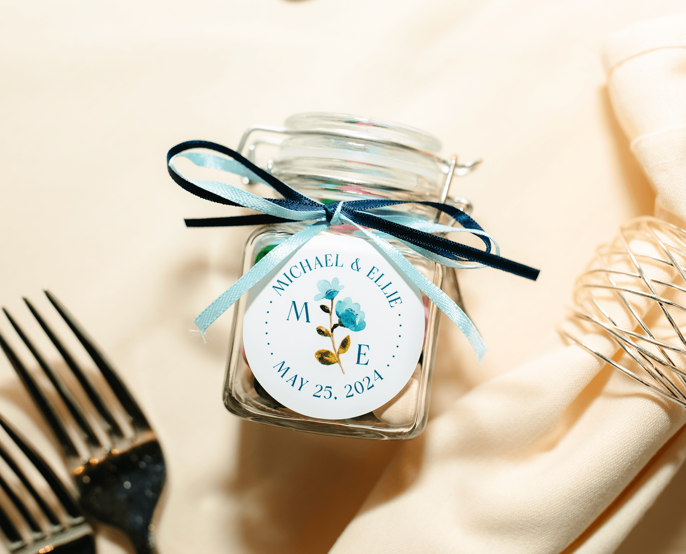 Photo of a wedding gift desgined in an elegat style with painted roses and an elegant serif typography. Designed by Will Lefkovich