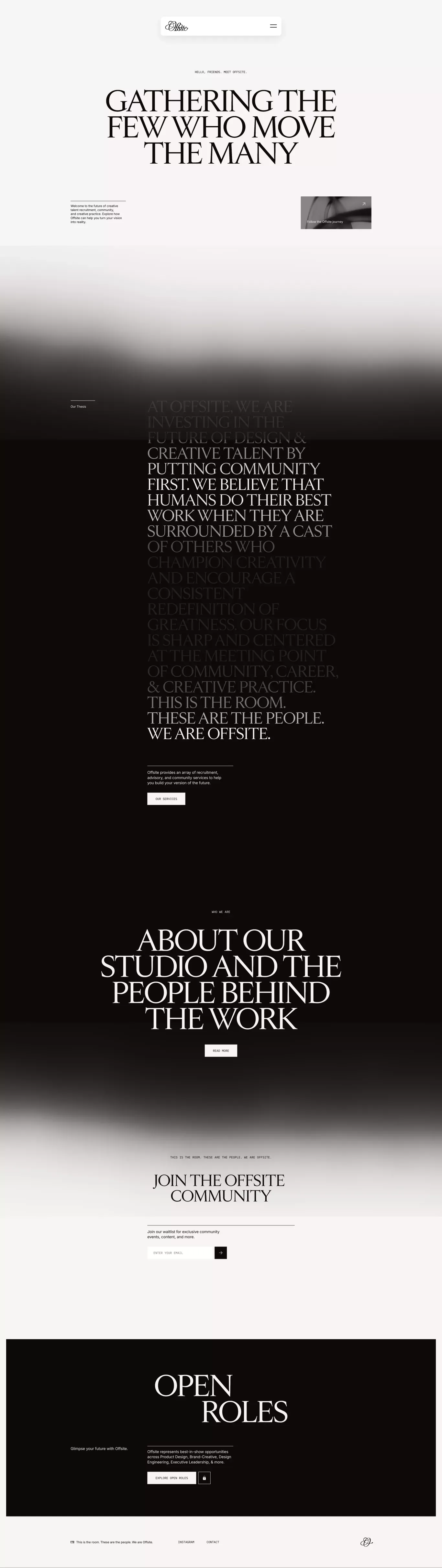 Offsite landing page screenshot showcasing HR design