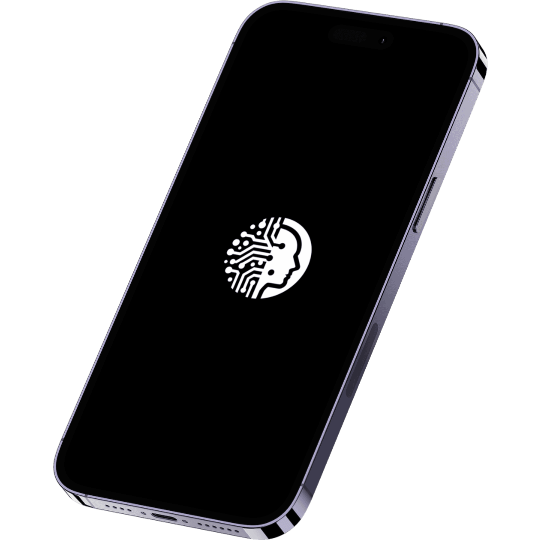 A mobile phone with the "KI im Marketing" Logo