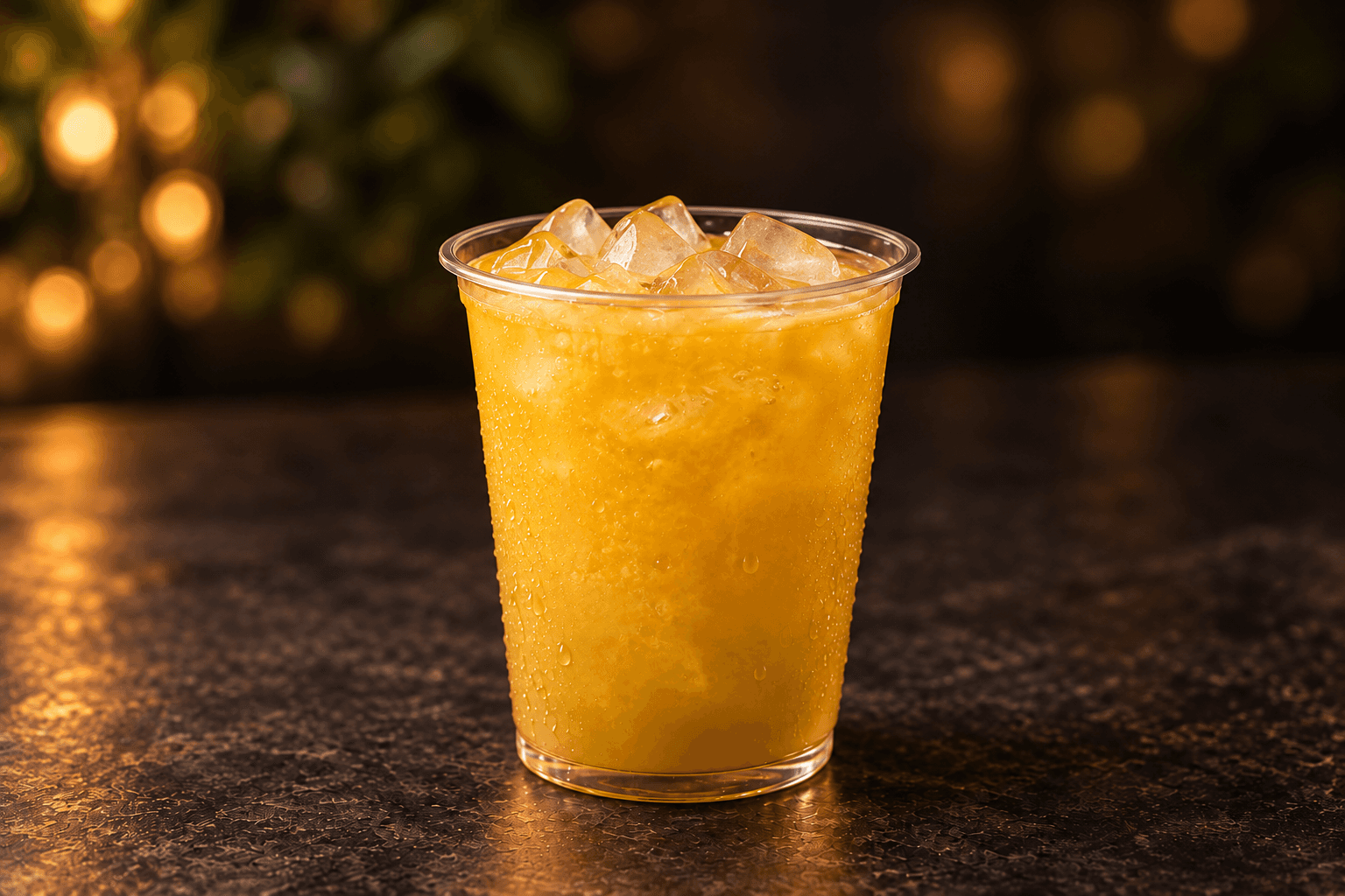 Mango fruit tea with toppings