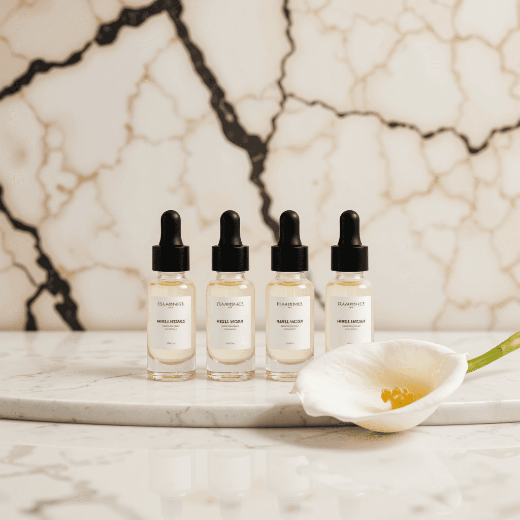 product photography of set of cosmetic ampoule vials