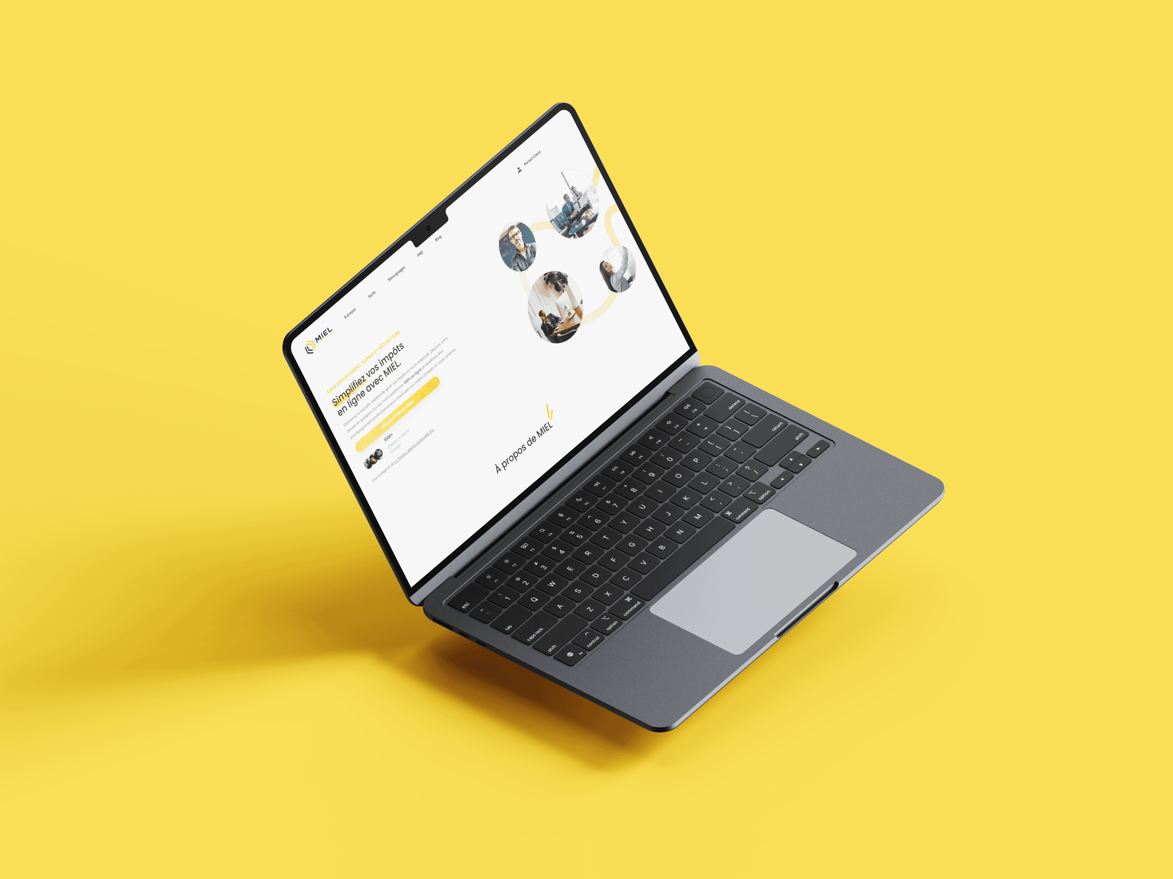 Mockup du site web de MIEL (Mes Impôts En Ligne) — projet web réalisé par b2web