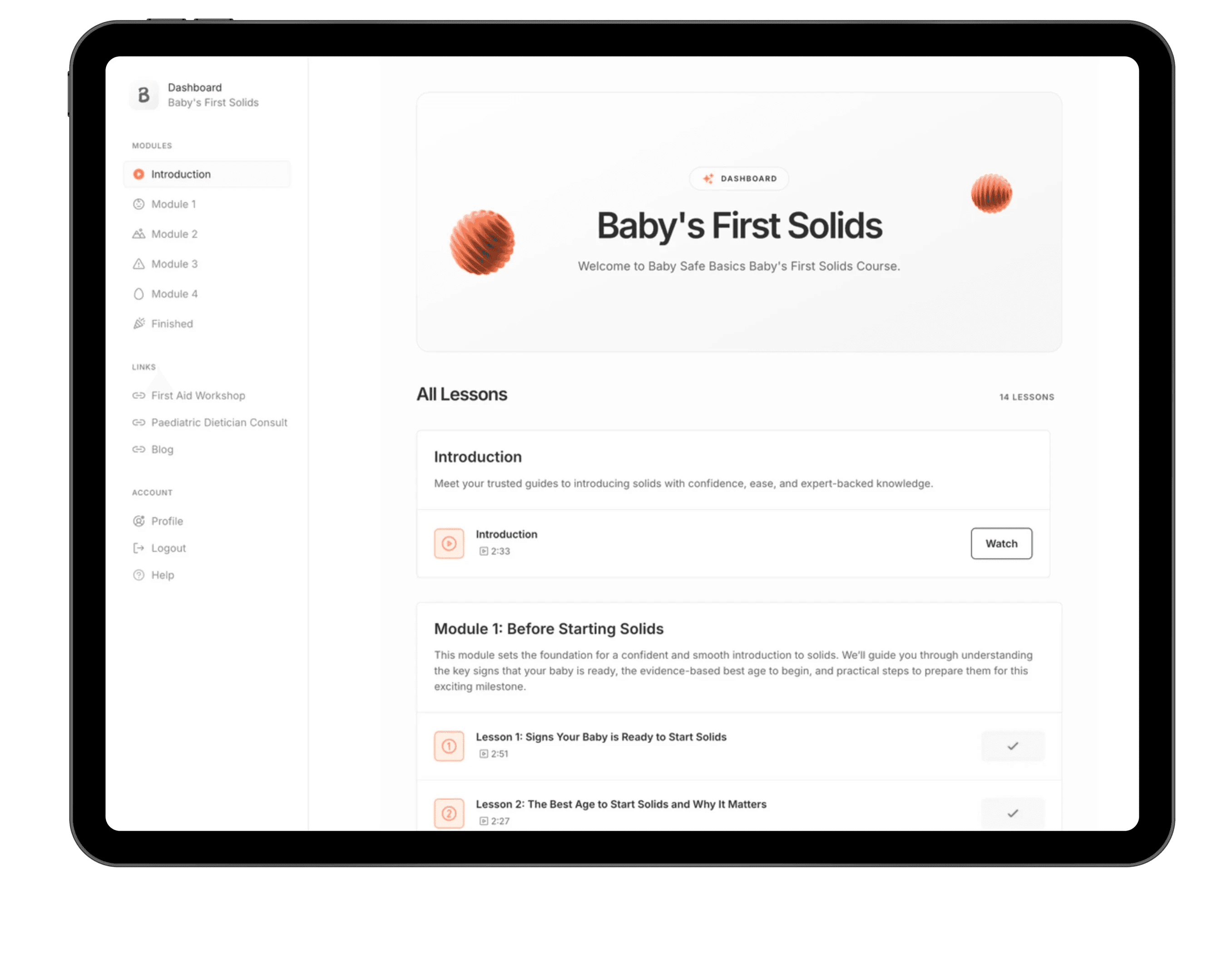 Ipad Preview of Baby's First Solids Screen