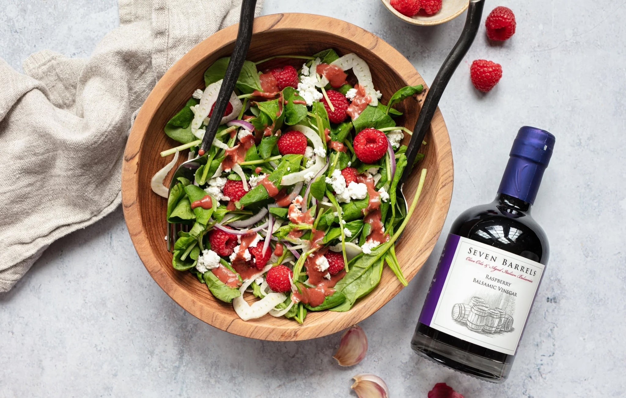 Seven Barrels raspberry salad lifestyle image