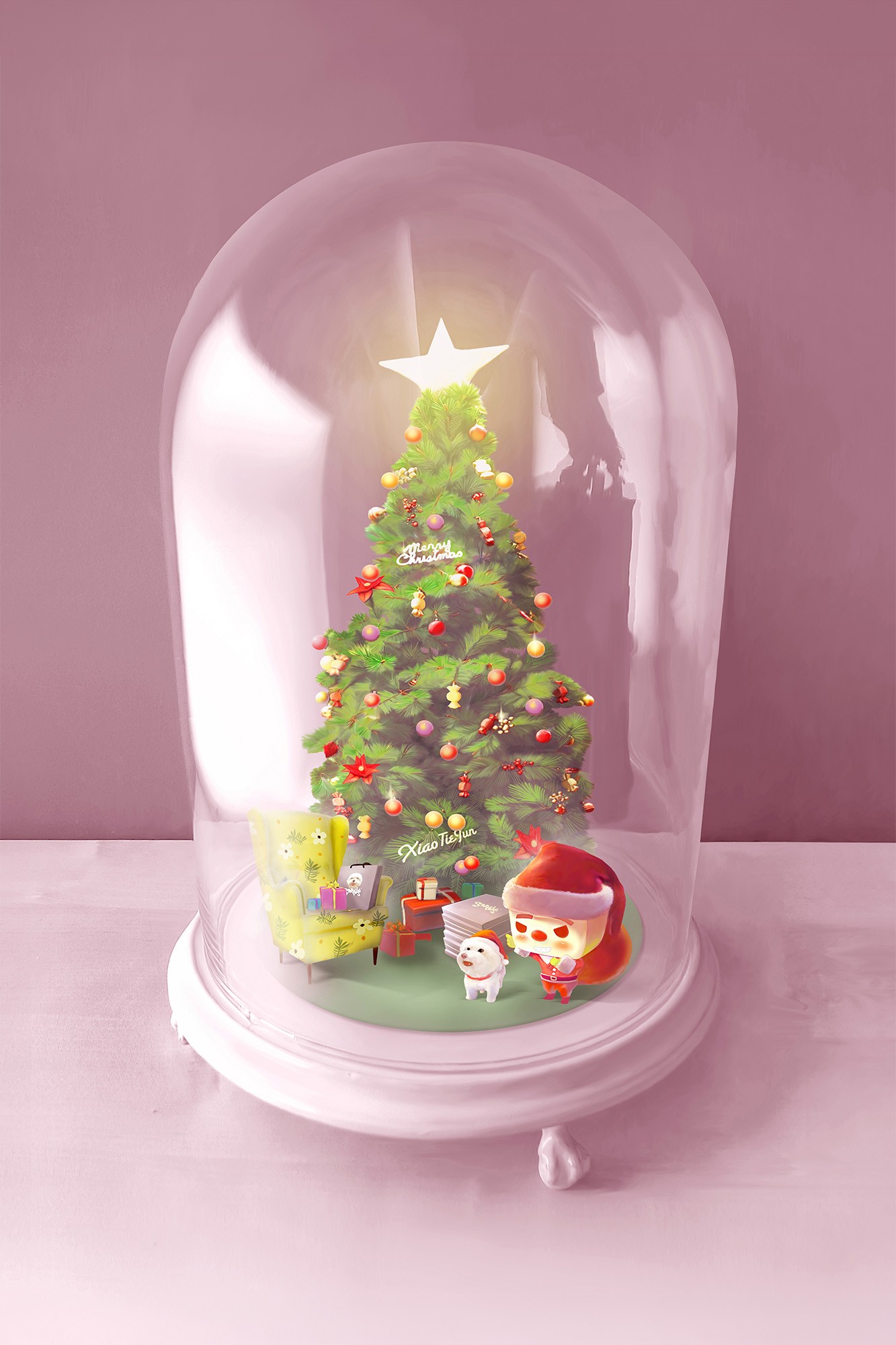 Christmas Tree Glass Dome