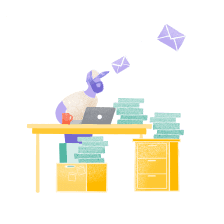 Illustration of a farmer writing letters