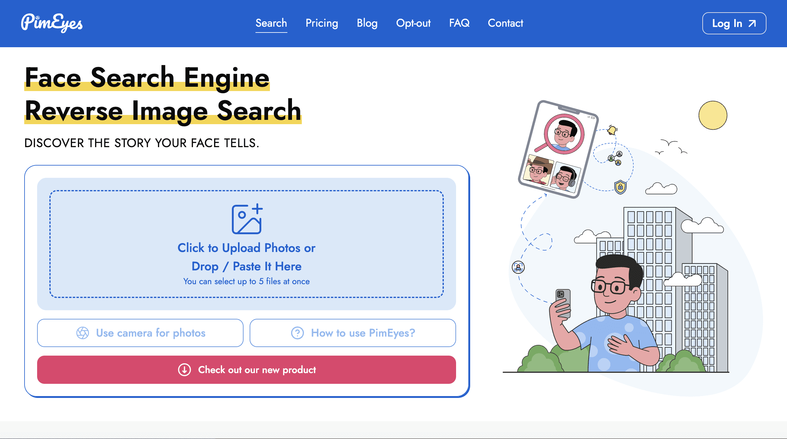 Pimeyes landing page