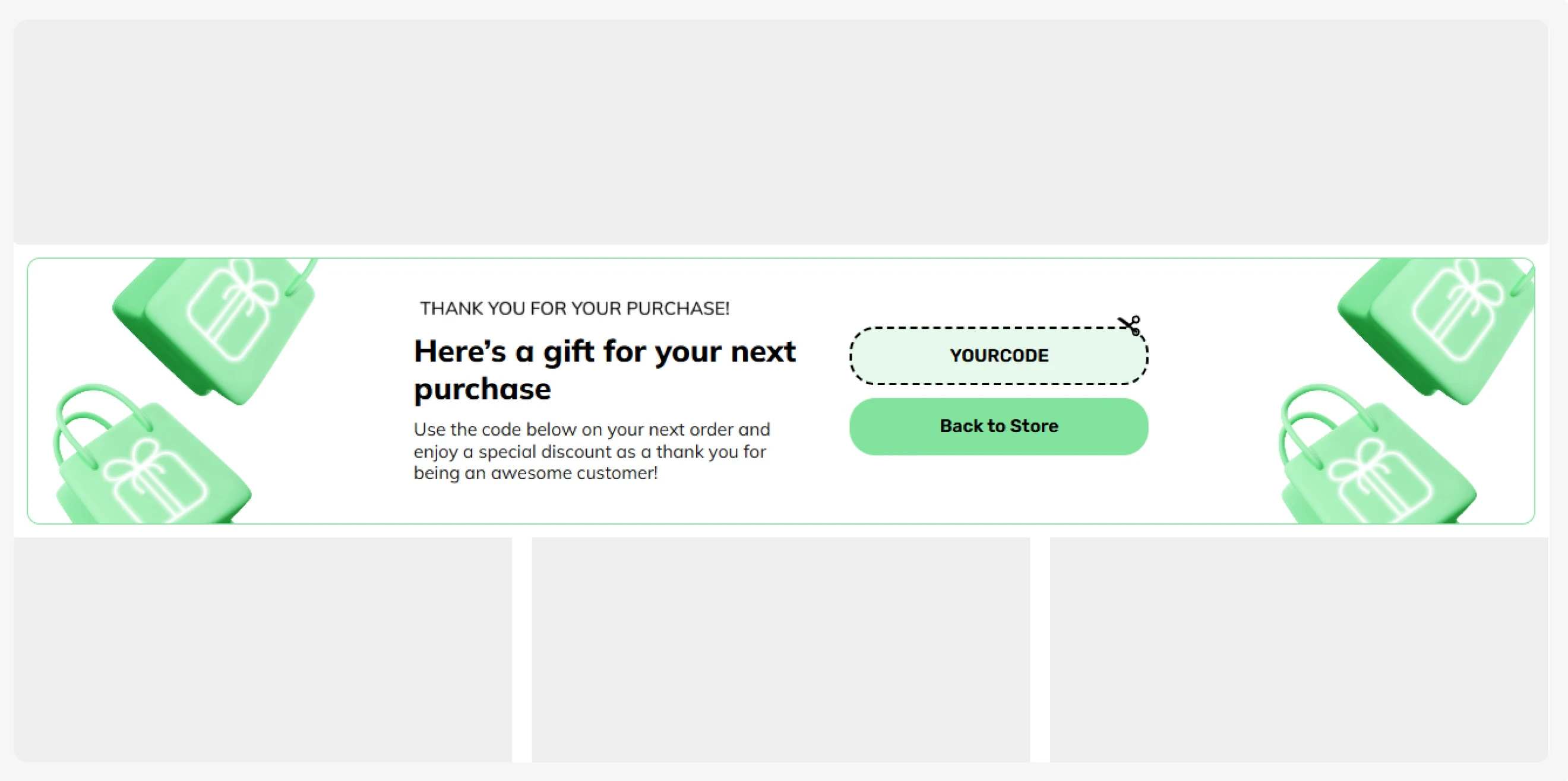 Claspo popup template featuring a next-purchase discount aimed at existing customers to increase retention.