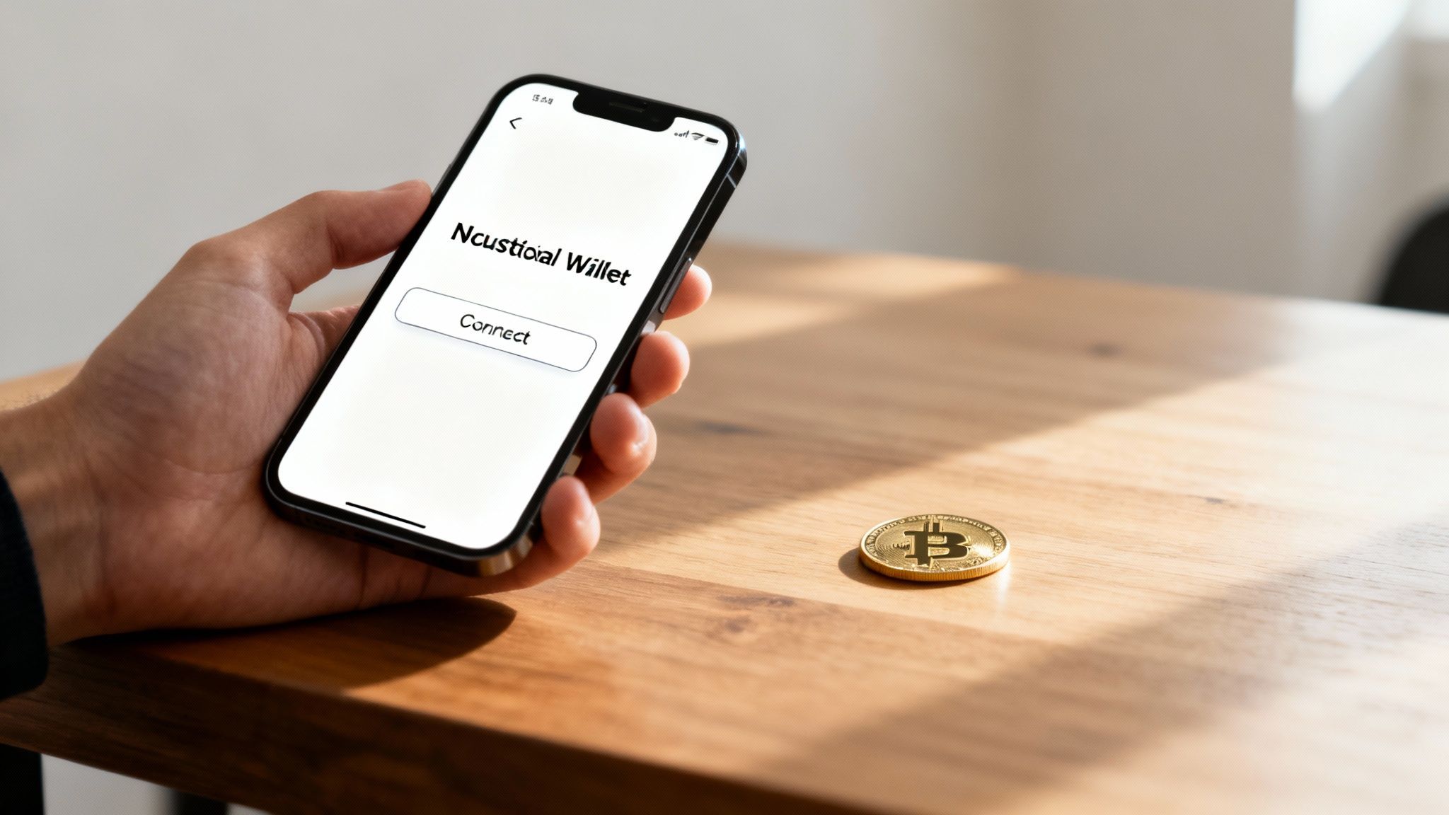 A person interacting with a futuristic, holographic interface showing crypto lending options and data charts.