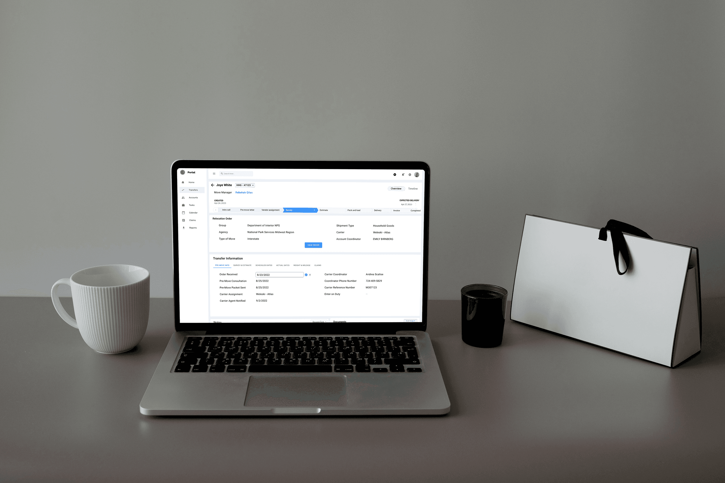 Mockup of the final CRM 