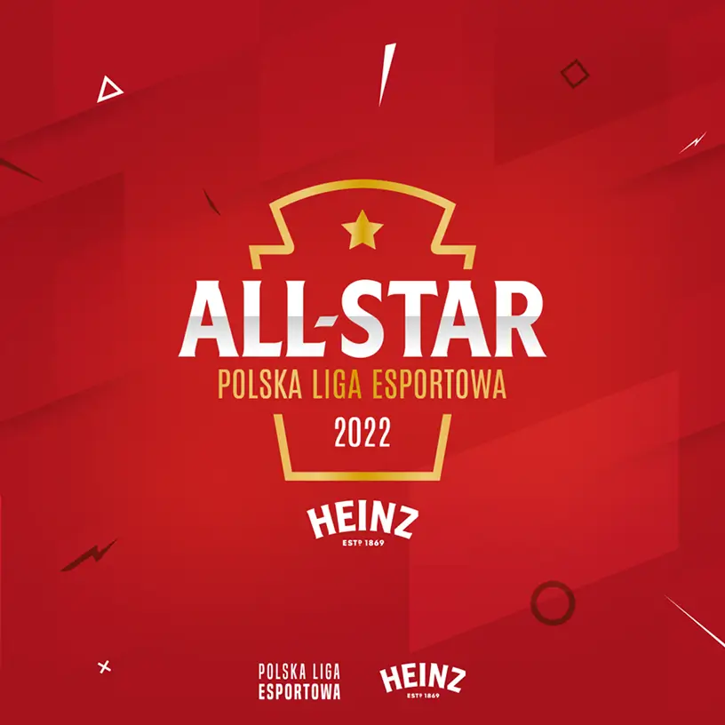 Logo Heinz All-Star Polska Liga Esportowa 2022 na czerwonym tle