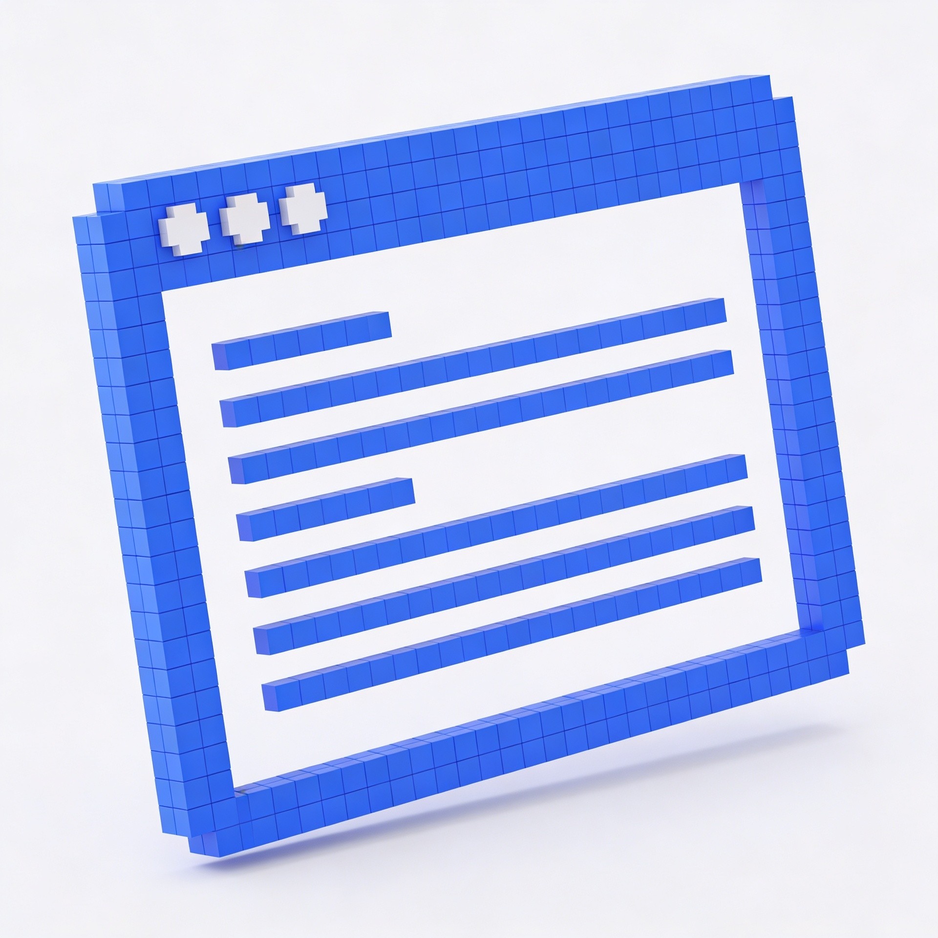 Blue voxel browser window symbolizing design trends shaping modern websites
