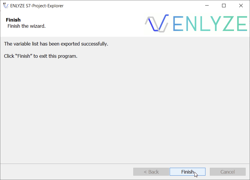 S7-Project-Explorer GUI Step 3: Finish the wizard