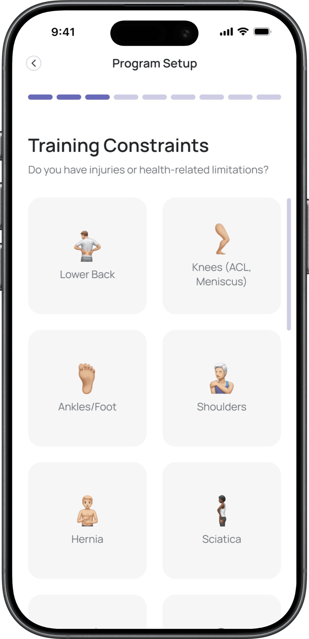 training constraints mockup