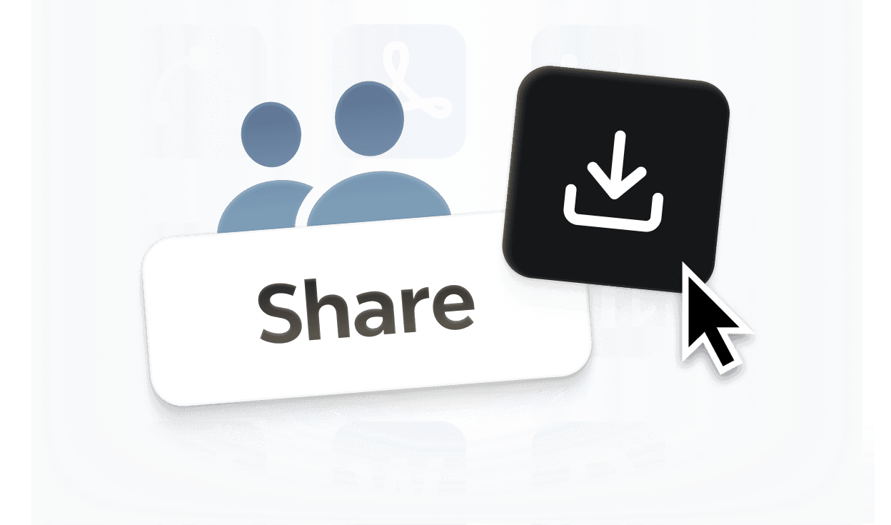 Step 3 illustration: downloading or sharing the generated mind map as PNG or PDF for collaboration
