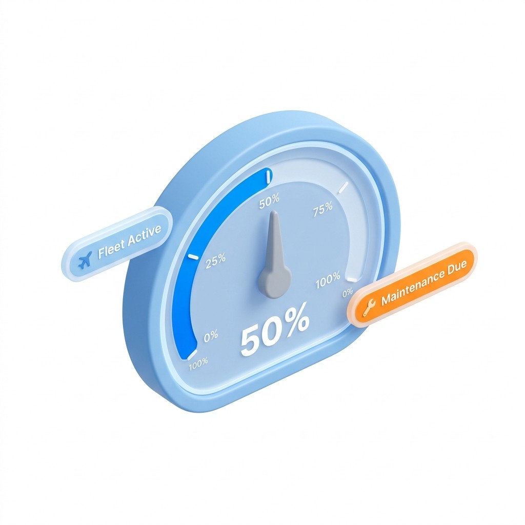 Gauge showing levels of user engagement, with tags for high and low engagement percentages.