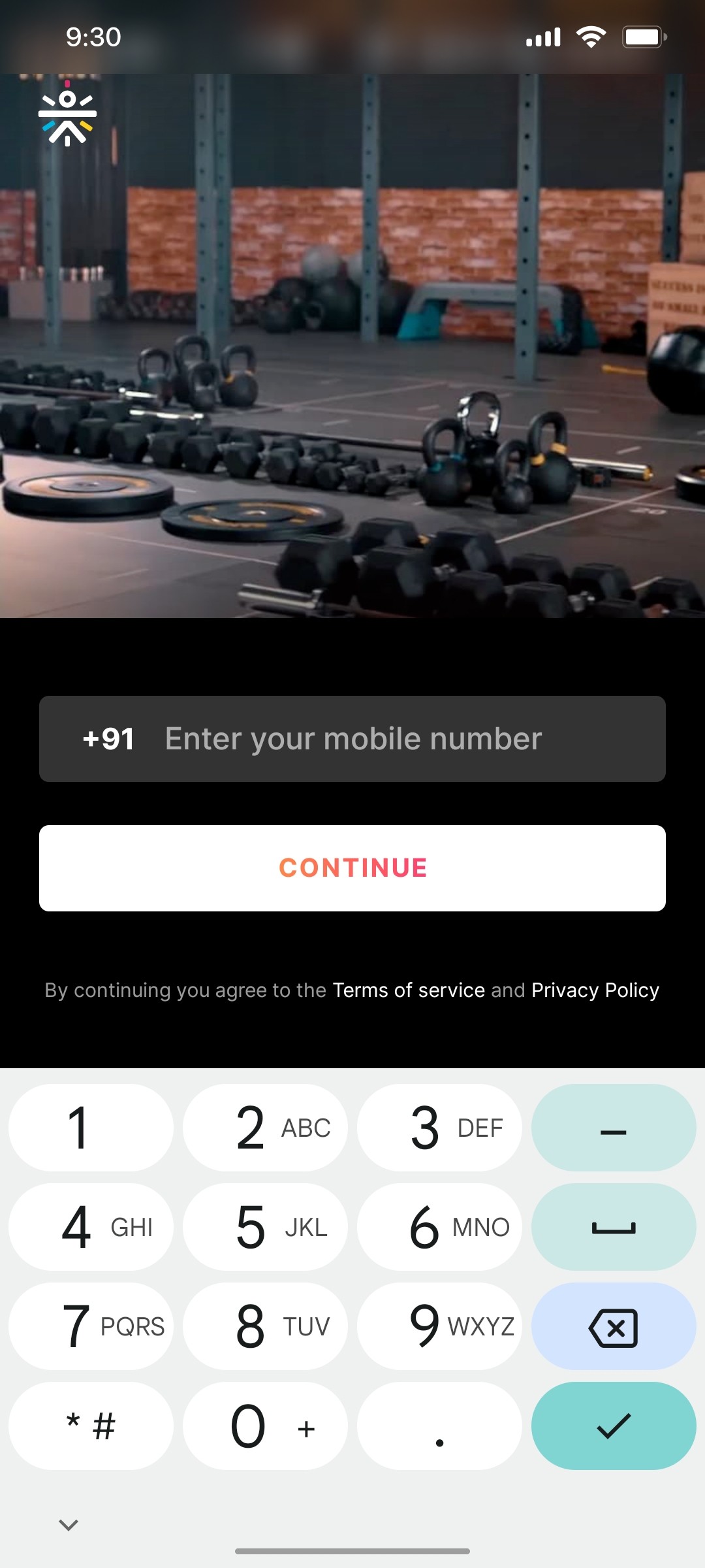 Cult.fit App Enter your Mobile Number Screen
