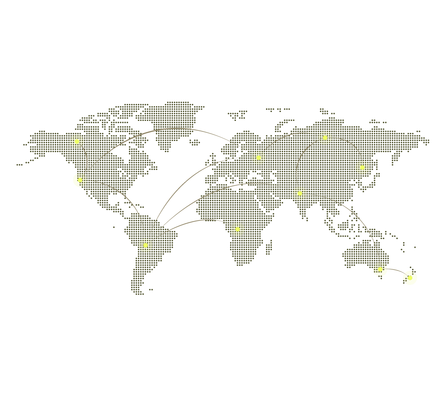 A dot map of the world, where the size of each dot corresponds to the population of the corresponding region, displayed on a black background.