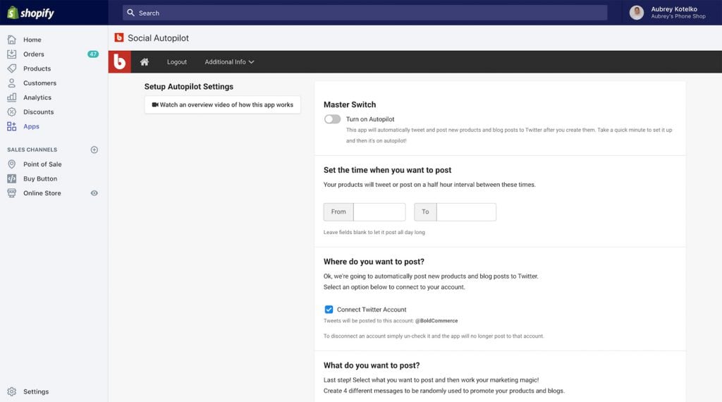 Bold Social Autopilot Shopify App