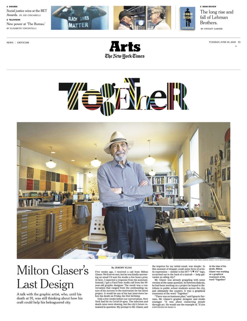 New York Times Article with Milton Glaser & Together logo