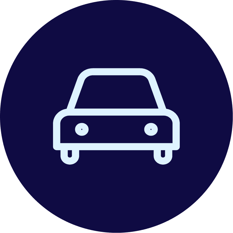 Ilustración de un automóvil frontal simbolizando la tecnología y eficiencia operativa en el parqueo.