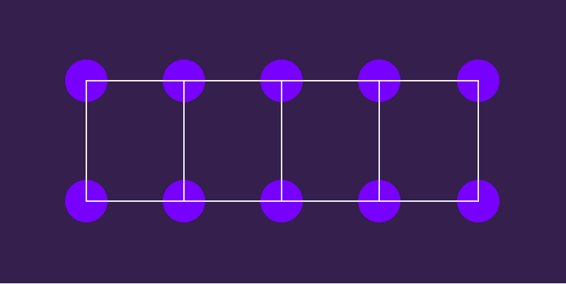 Abstract graphic with purple and blue dots and lines illustrating the advantages of business budgeting software