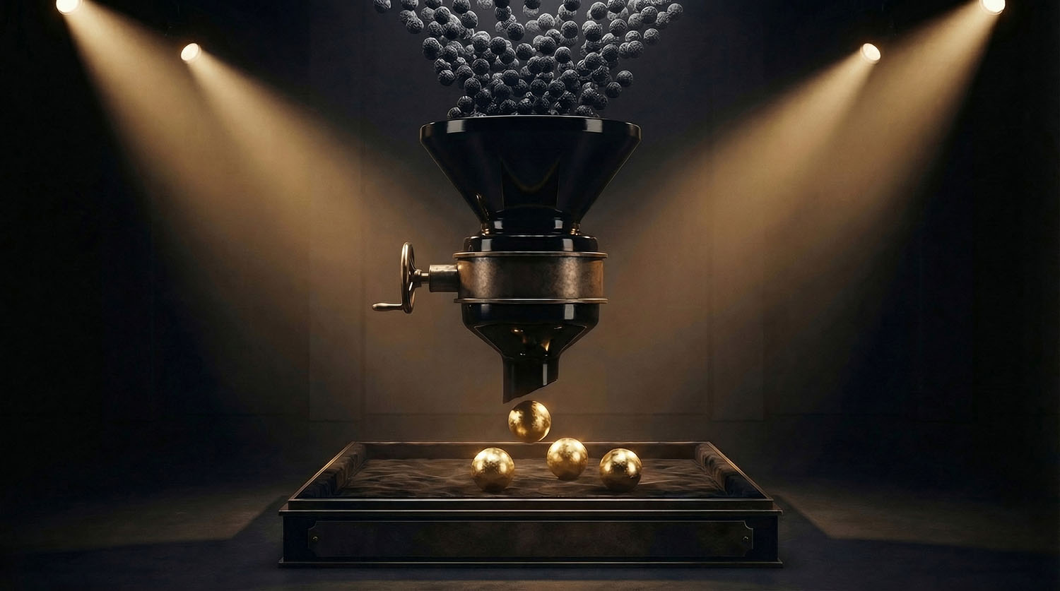 Image featuring a greyscaled website on an abstract background.