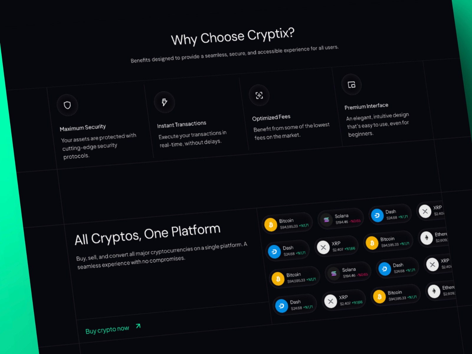 Cryptix — 高级暗黑现代 Web3 项目官网设计灵感