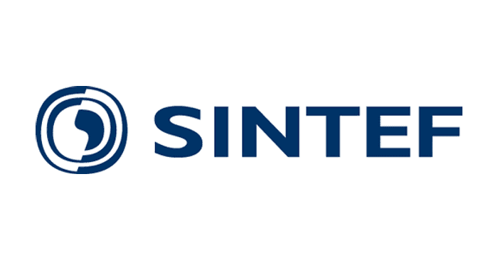 Logo of SINTEF, featuring a circular design with the name "SINTEF" in bold blue letters.