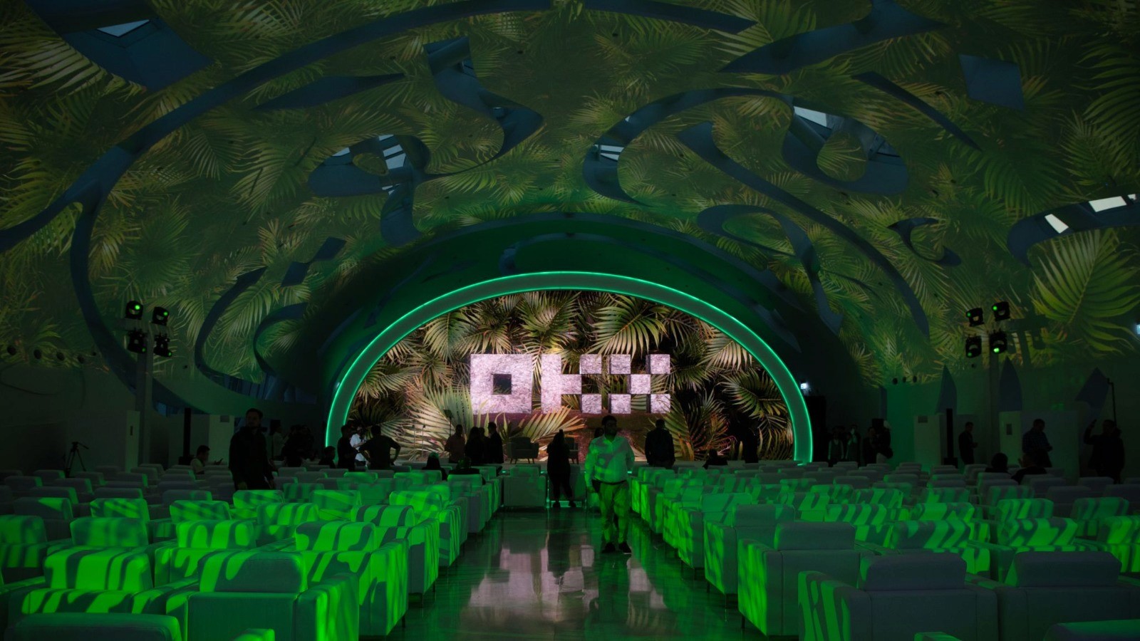 Conference hall prepared for an OKX event
