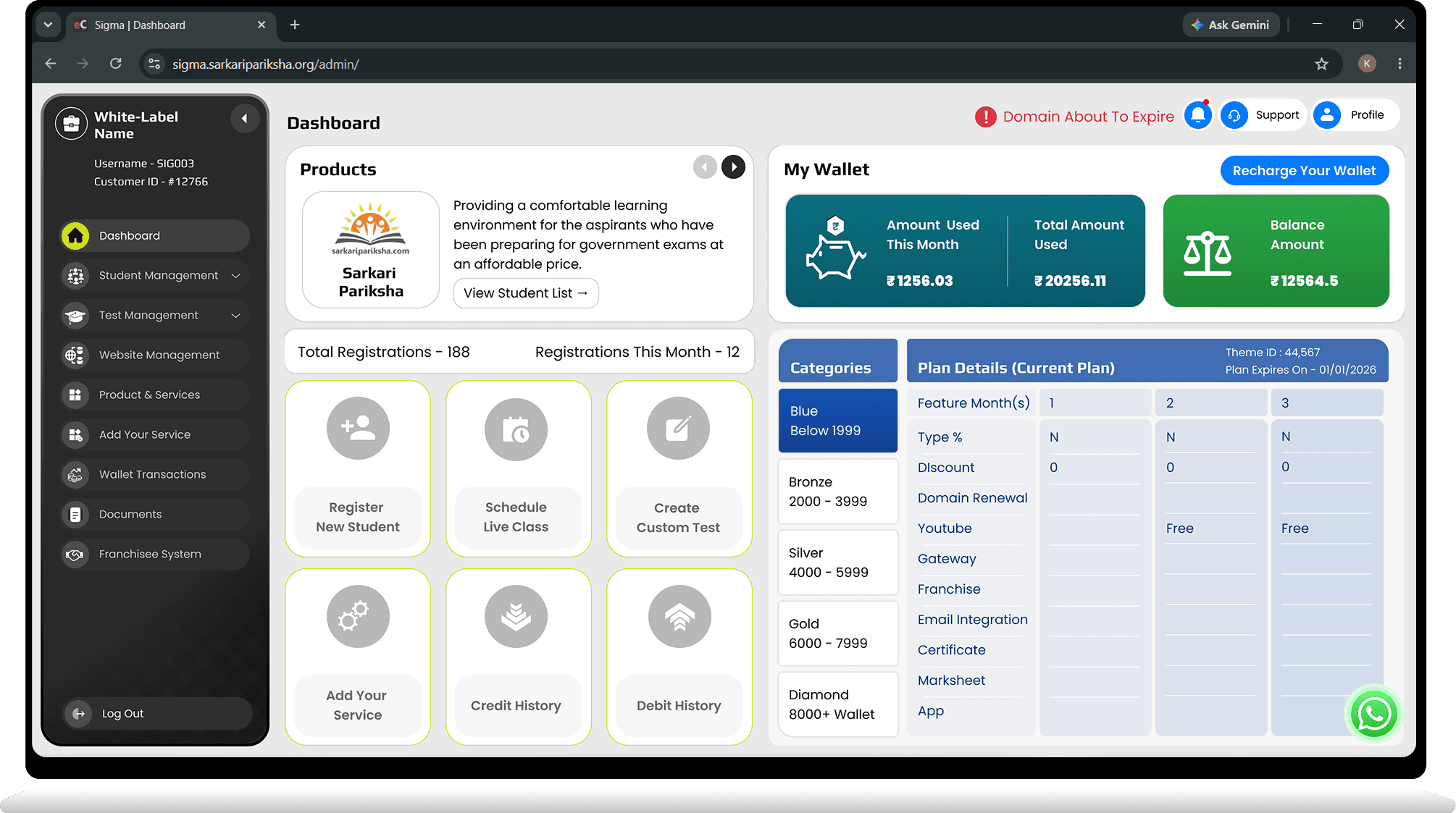 Whitelabel dashboard shown in a laptop mockup