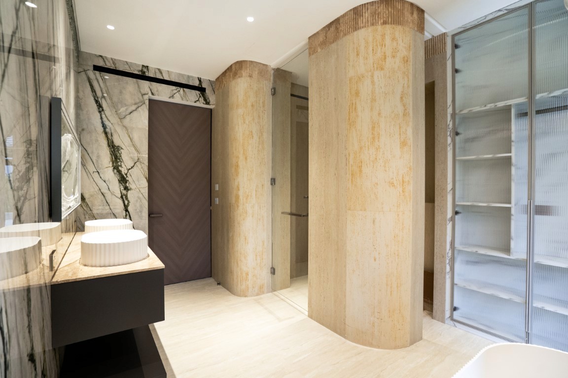 Flexible Travertine installed