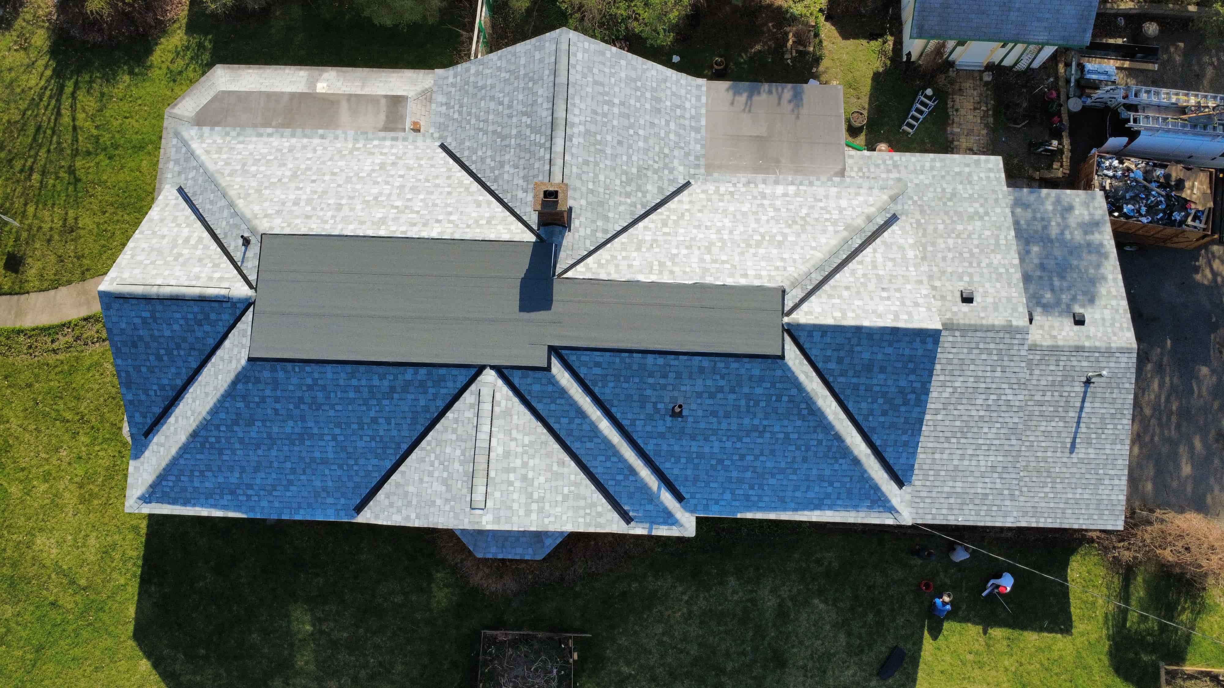 Top view of a beautiful brand new roof.