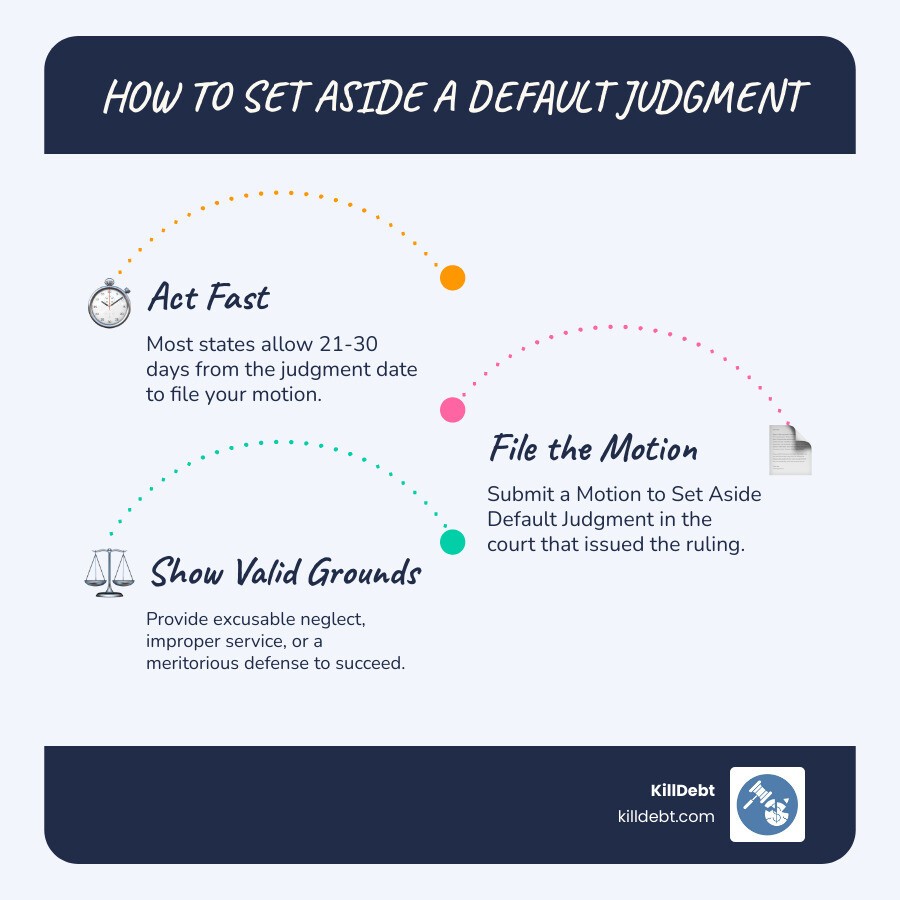 Default judgment timeline and path to reversal infographic infographic