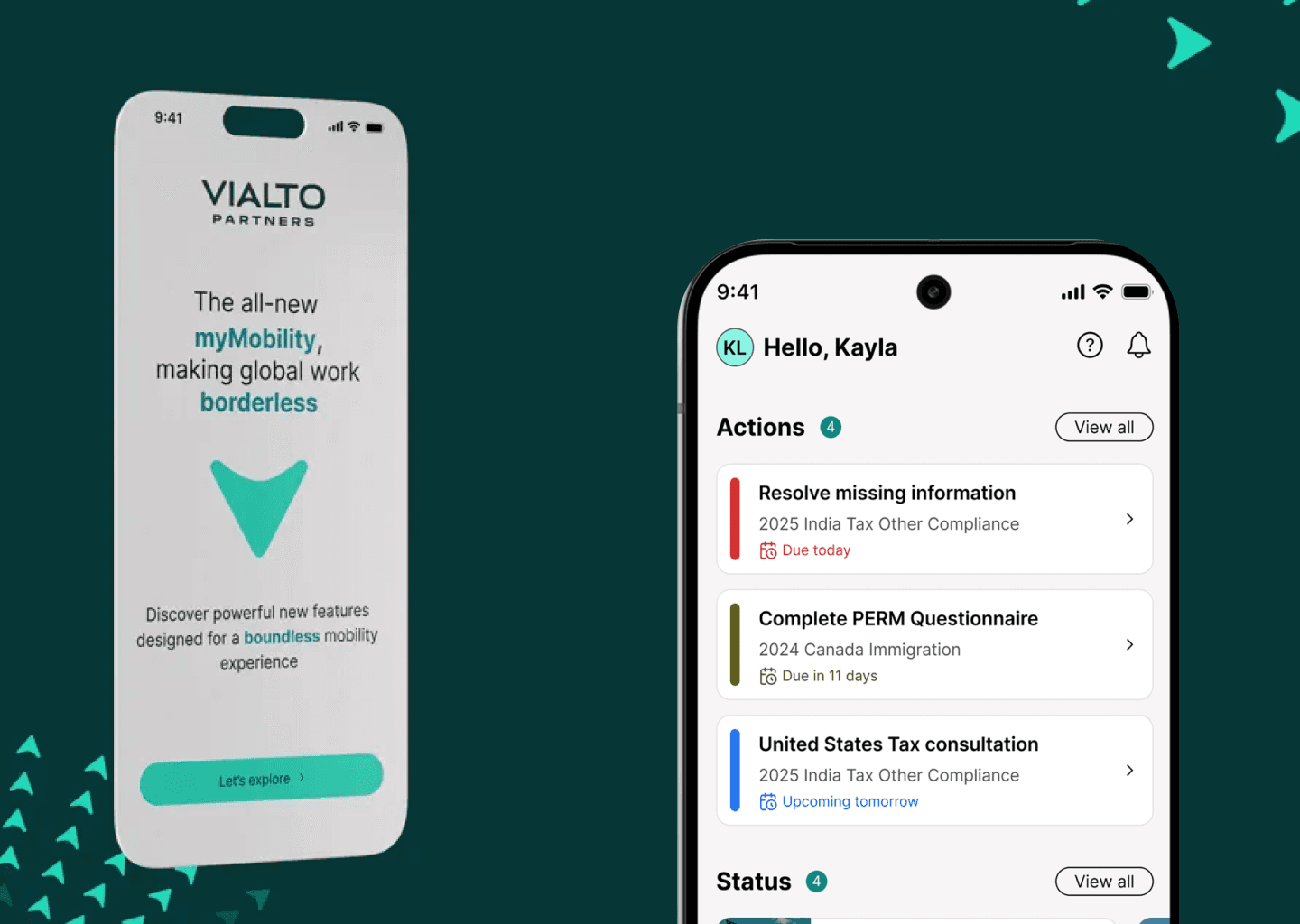 Mobile app interface