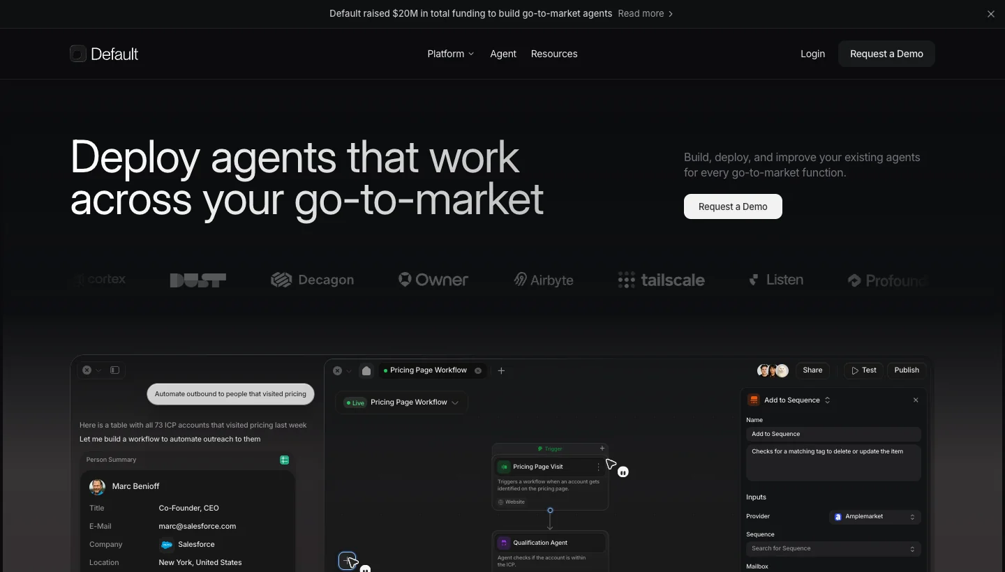 Default homepage: workflow-first GTM platform for inbound lead routing