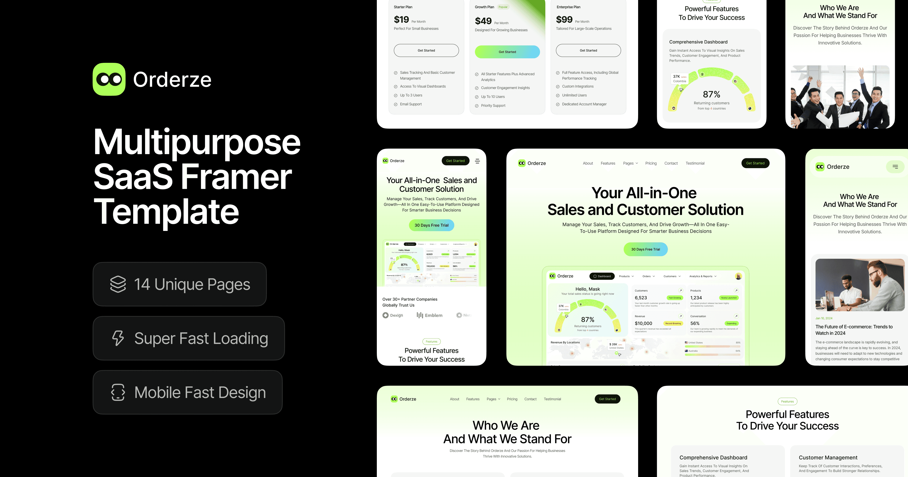 Orderze - Multipurpose SaaS Framer Template