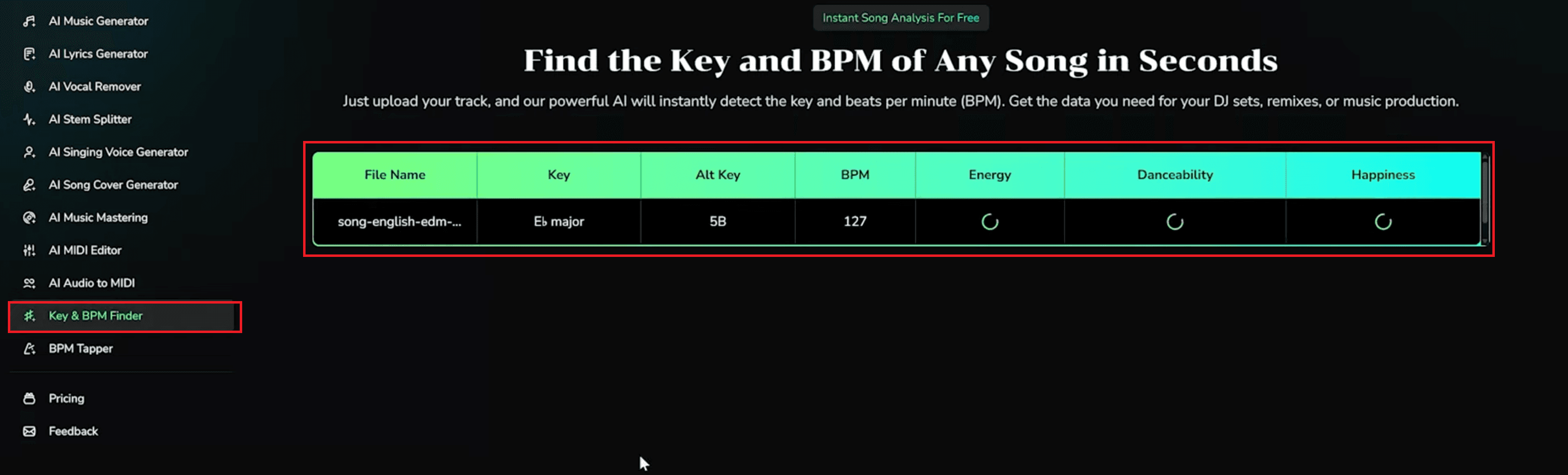 KEY AND BPM FINDER