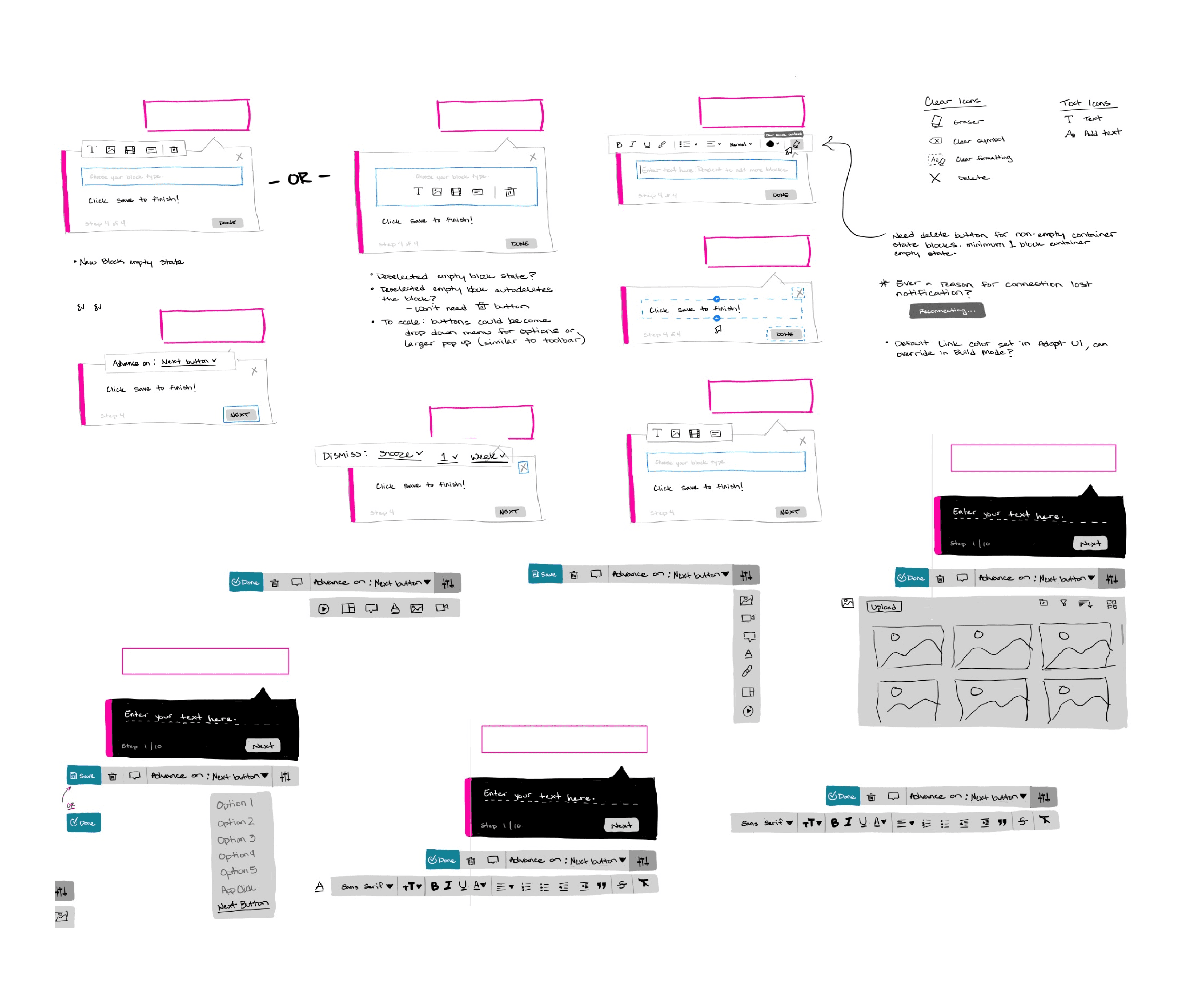 Sketches of Adopt Studio guide builder and editor