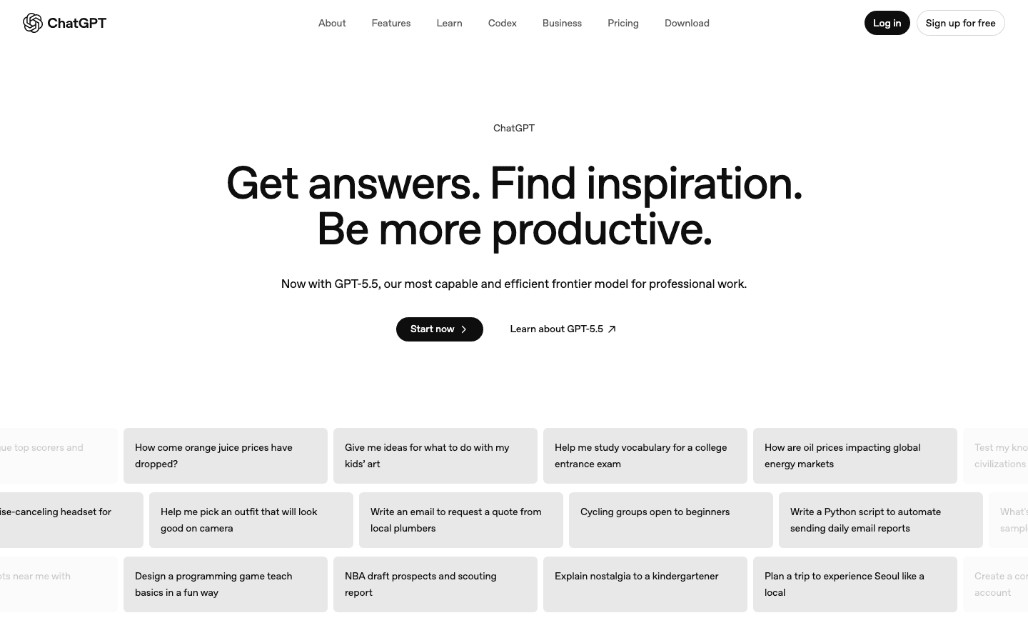 ChatGPT website screenshot