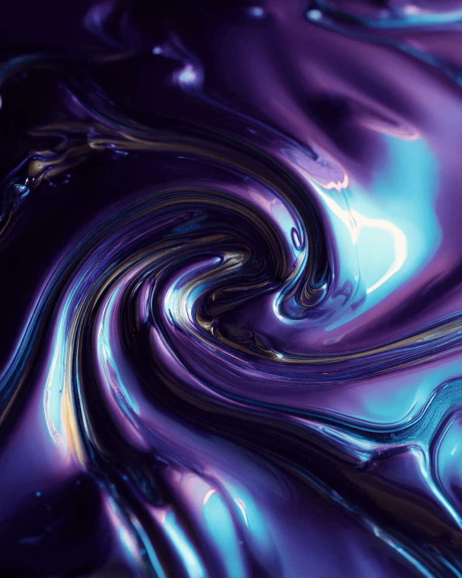 Abstract iridescent liquid in violet and cyan
