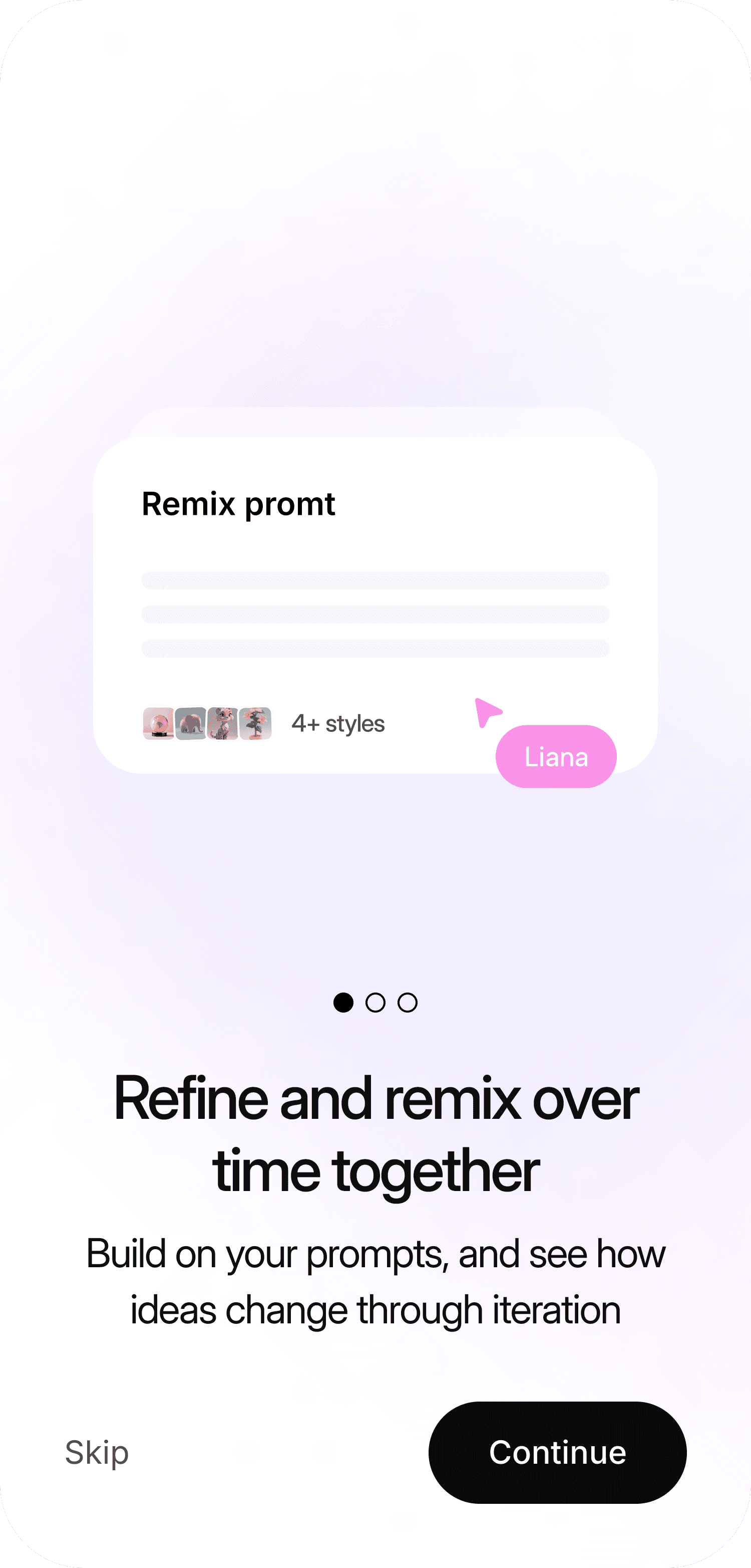 AI prompt onboarding interface