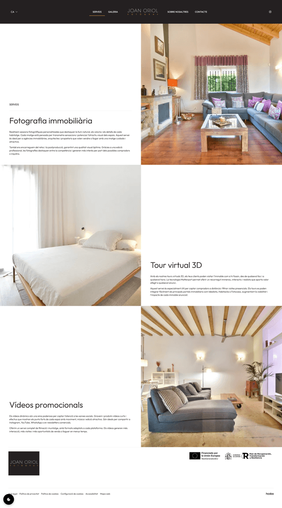 Joan oriol - Web deisgn - Services page
