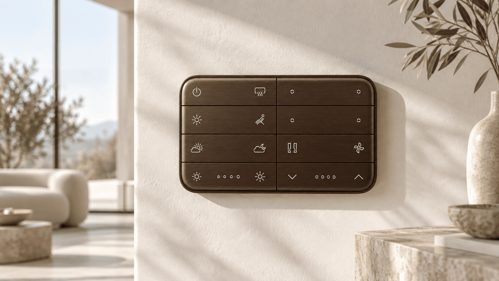 Bronze console on a light plaster wall