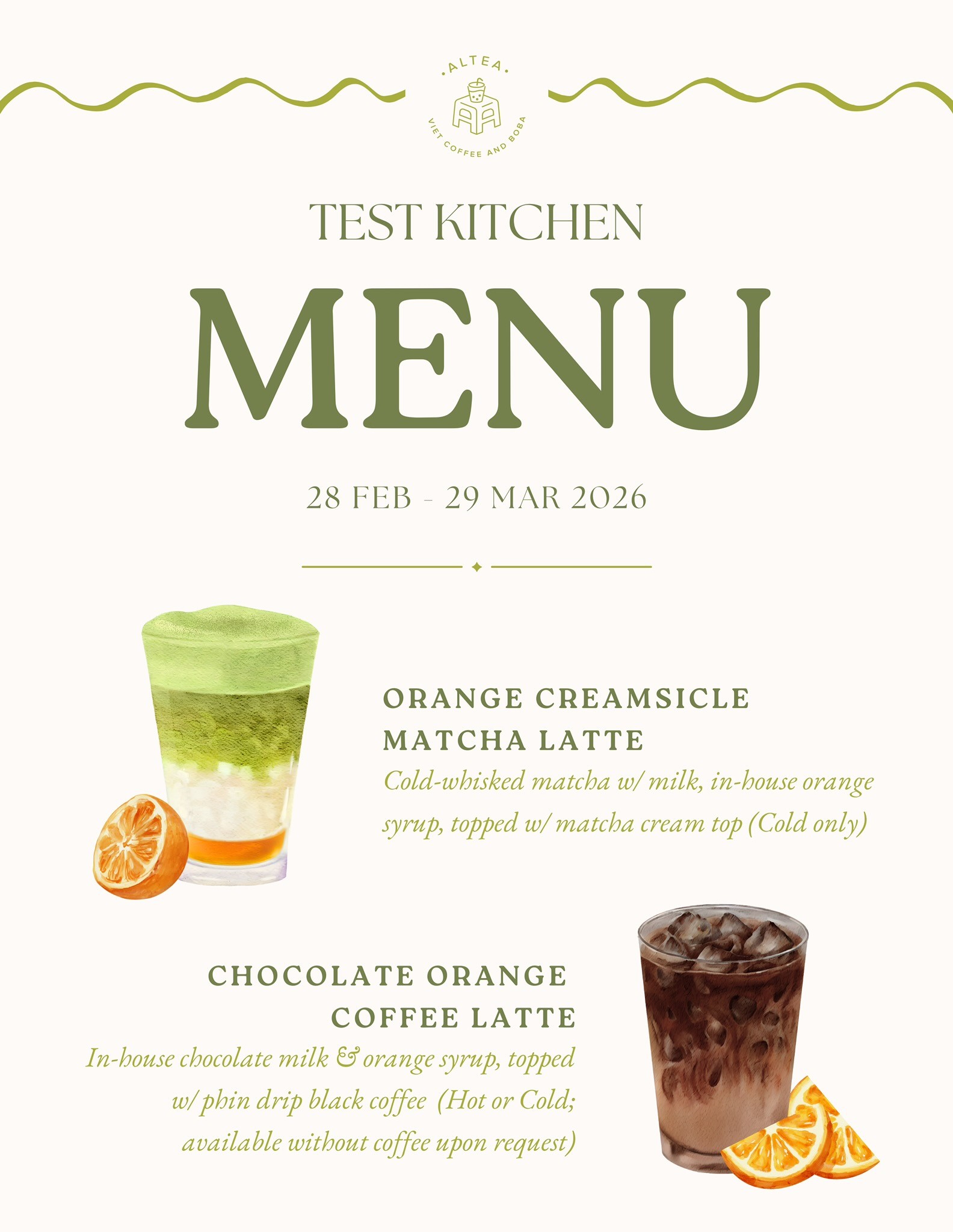 ALTEA Test Kitchen Menu